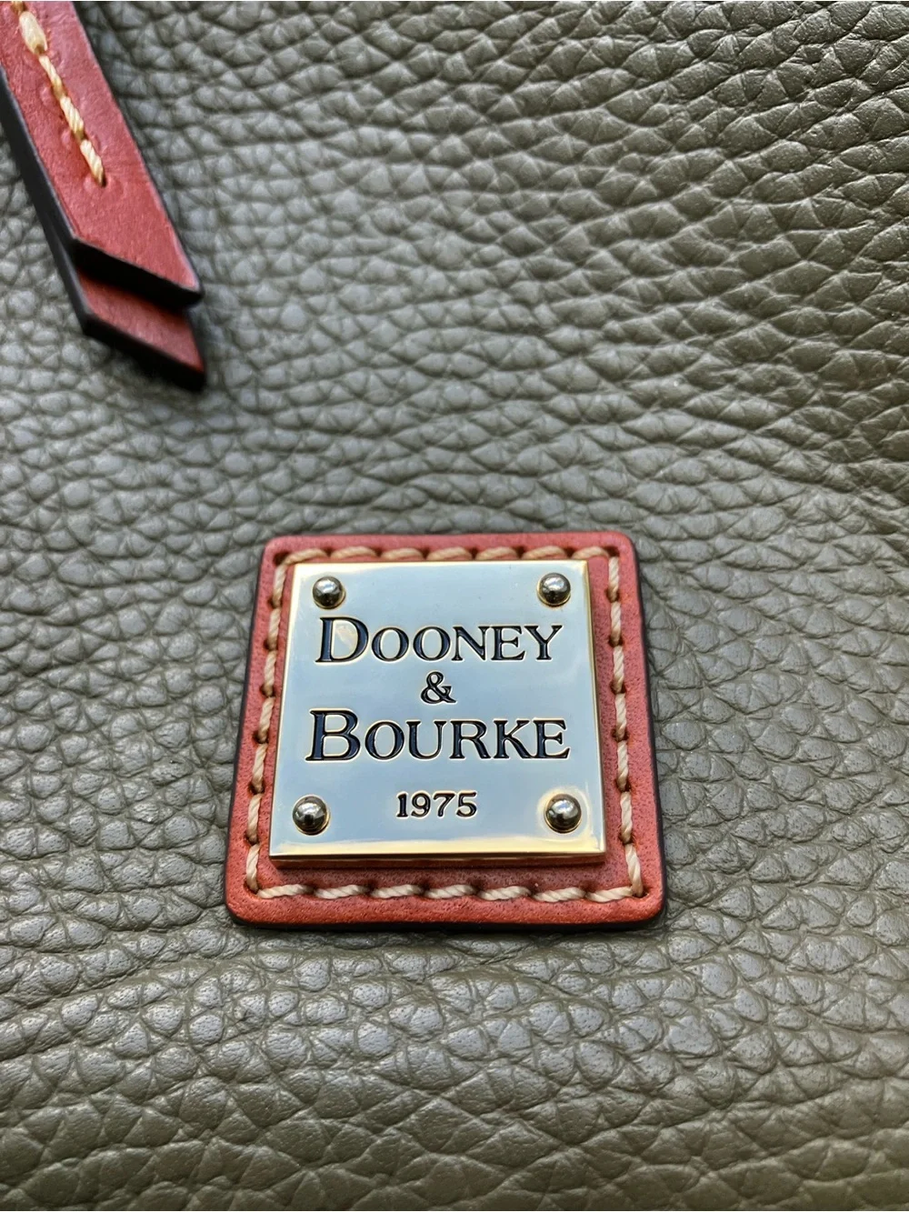 Dooney & Bourke Olive Pebble Leather Mini Backpack with Brown Trim